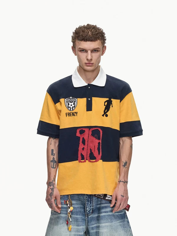 Soccer Stripe Polo Shirt with Number 10 1