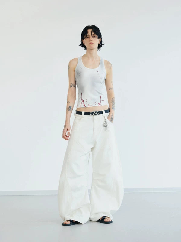 Splatter Print Slim Fit Washed Tank Top 4