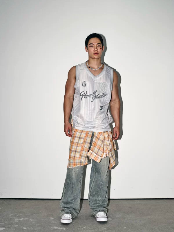 Sporty V-Neck Graphic Badge Vest 2