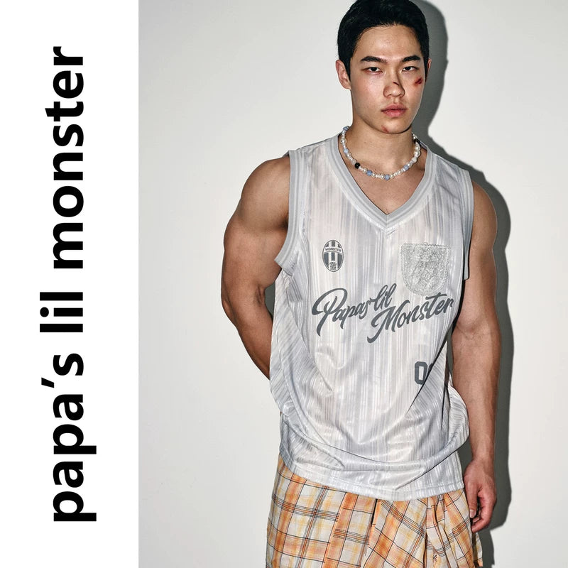 6093324852242,6093324852243,6093324852244, Sporty V-Neck Graphic Badge Vest