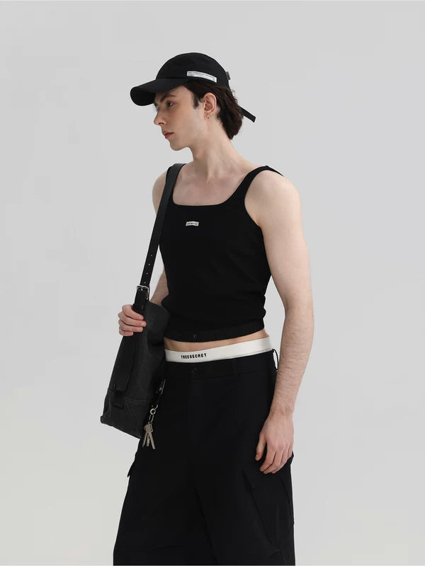 Square Neck Ribbed Knit Crop Vest 2