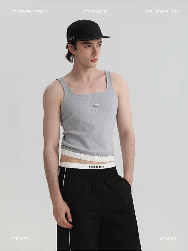 Square Neck Ribbed Knit Vest 1