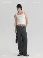 Square Neck Ribbed Knit Waist-Cinching Vest 1