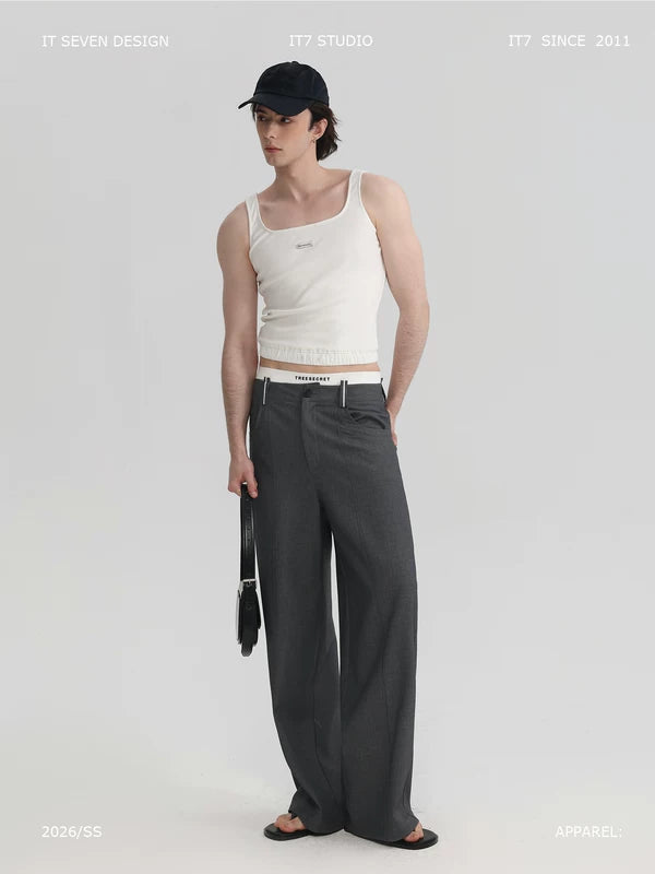 Square Neck Ribbed Knit Waist-Cinching Vest 1