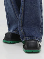 Square Toe Thick Sole Leather Derby Shoes 2