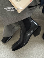 Square Toe Vegetable Tanned Leather Boots 4