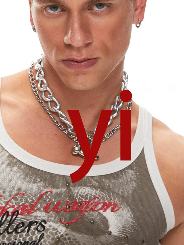 Stainless Steel Skull Layered Chain Necklace 1