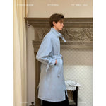 Stand Collar Belted Long Down Coat 1
