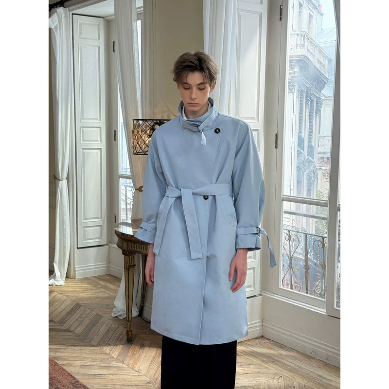 Stand Collar Belted Long Down Coat 2