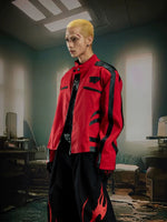 6101703626818,6101703626819,6101703626820, Stand Collar Colorblock Leather Motorcycle Jacket