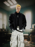 6101703626821,6101703626822,6101703626823, Stand Collar Colorblock Leather Motorcycle Jacket