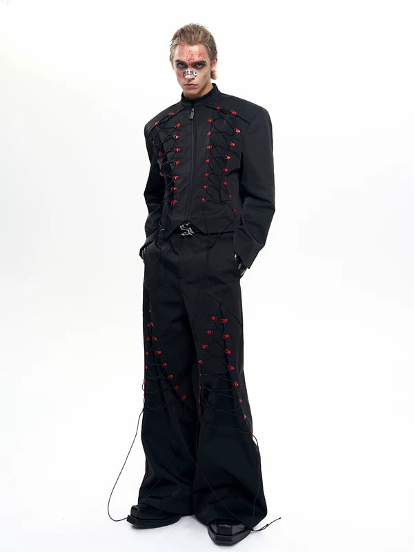 Stand Collar Drawstring Short Jacket 3