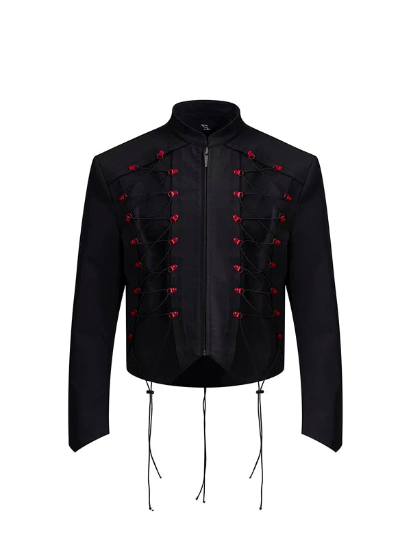 Stand Collar Drawstring Short Jacket 5