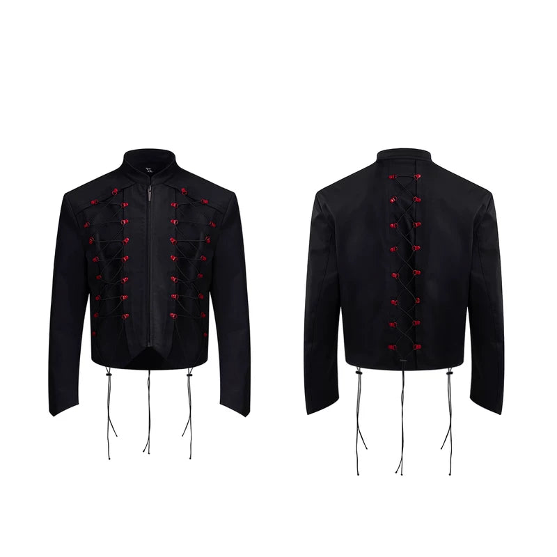 6034203579403,6034203579407,6034203579411,6034203579415, Stand Collar Drawstring Short Jacket