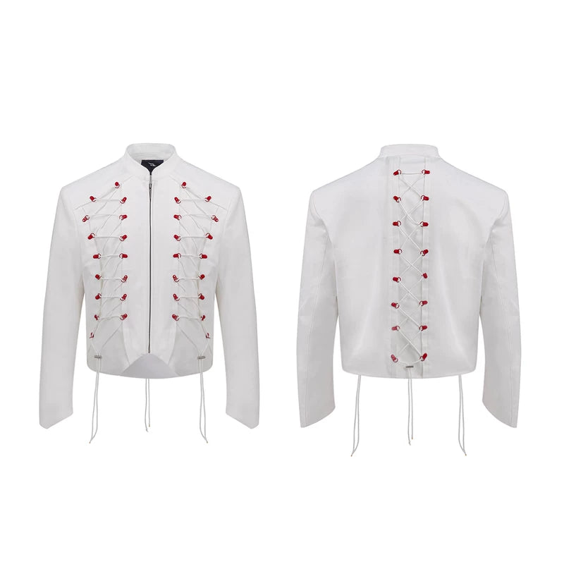 6034203579405,6034203579409,6034203579413,6034203579417, Stand Collar Drawstring Short Jacket
