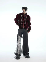 Stand Collar Embellished Loose Fit Jacket 4