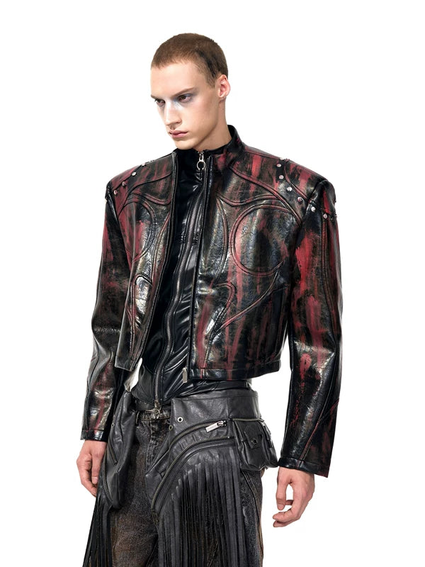 Stand Collar Leather Jacket 2