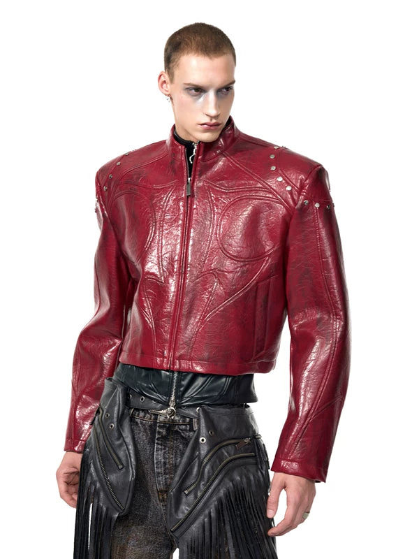 Stand Collar Leather Jacket 3