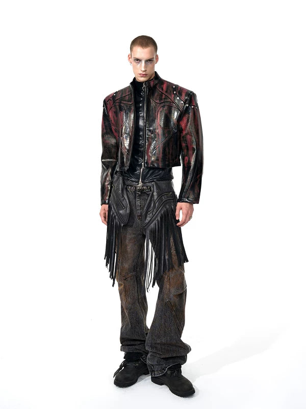Stand Collar Leather Jacket 4