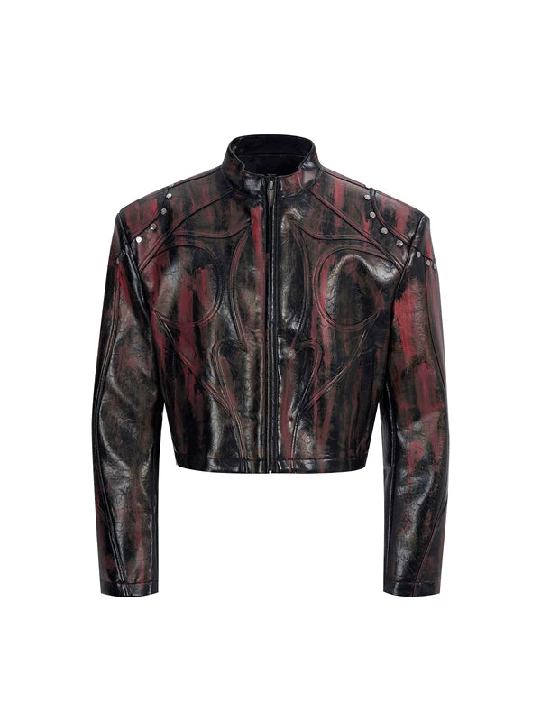 Stand Collar Leather Jacket 5