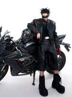 Stand Collar Leather Motorcycle Jacket 2