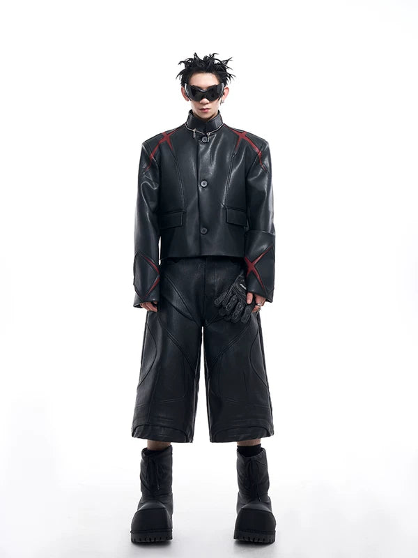Stand Collar Leather Motorcycle Jacket 3