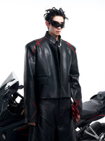 Stand Collar Leather Motorcycle Jacket 4