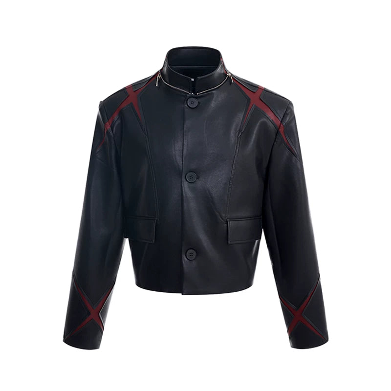 5752308075814,5752308075815,5752308075816,5752308075817, Stand Collar Leather Motorcycle Jacket