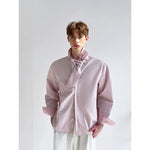 Stand Collar Long Sleeve Shirt with Necktie 5