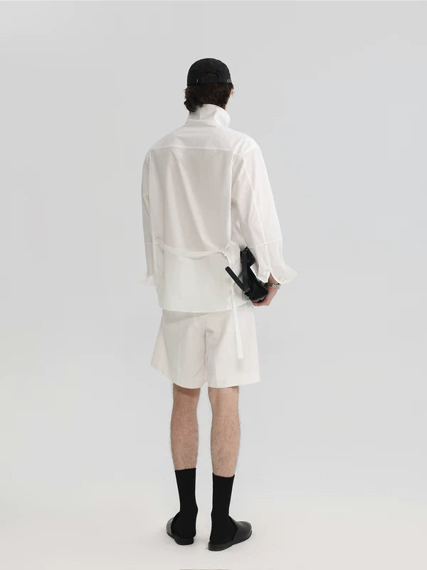 Stand Collar Loose Fit Long Sleeve Shirt 3