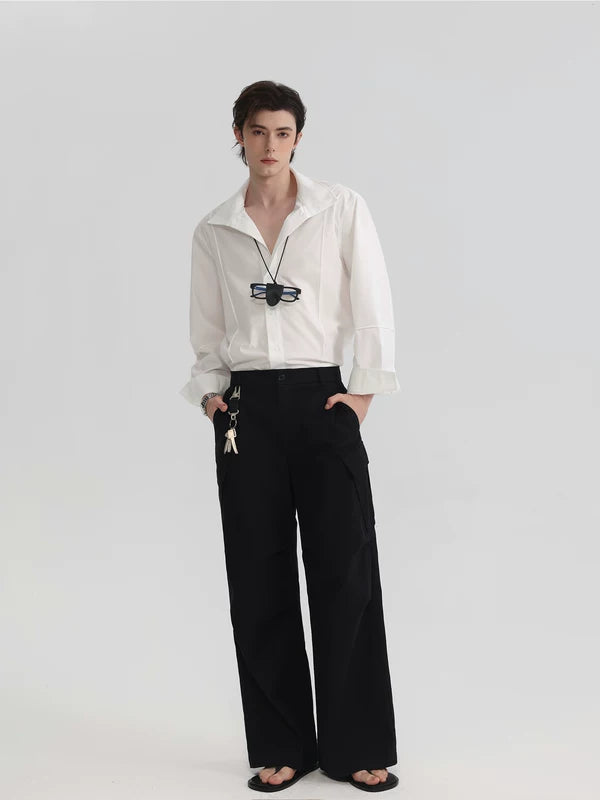 Stand Collar Loose Fit Long Sleeve Shirt 5