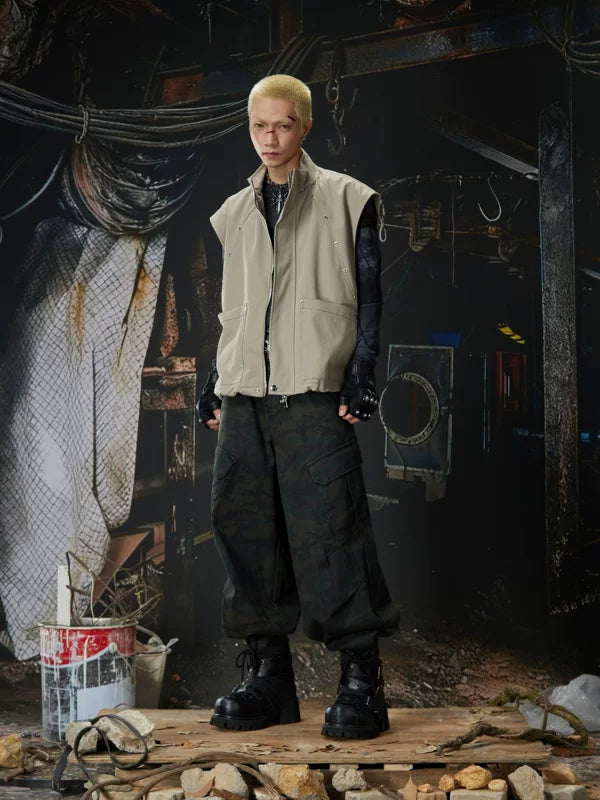 Stand Collar Loose-Fit Utility Vest 5