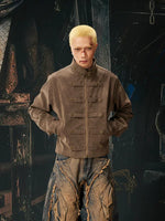 Stand Collar Metal Zip Workwear Jacket 3