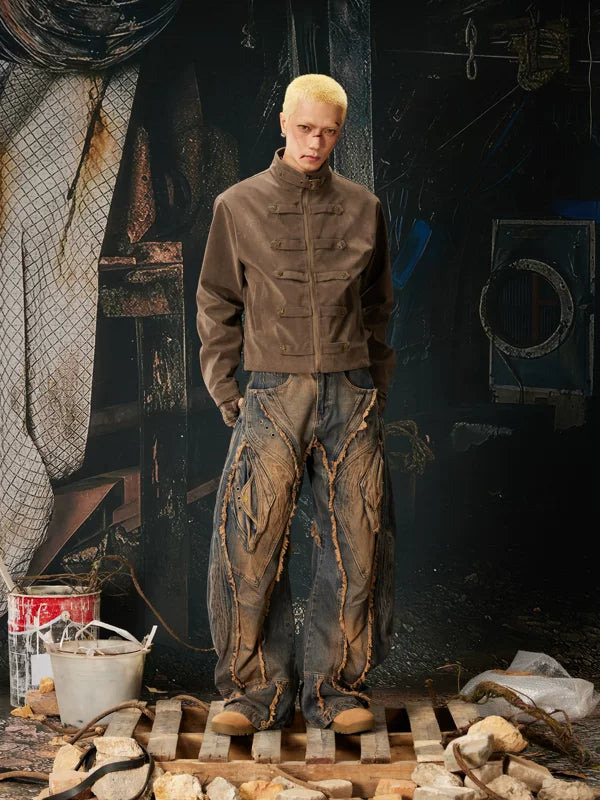 Stand Collar Metal Zip Workwear Jacket 4