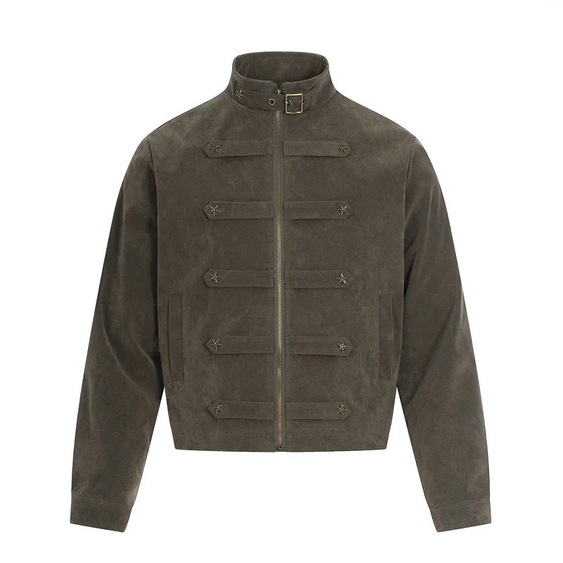 6201272574459,6201272574460,6201272574461, Stand Collar Metal Zip Workwear Jacket