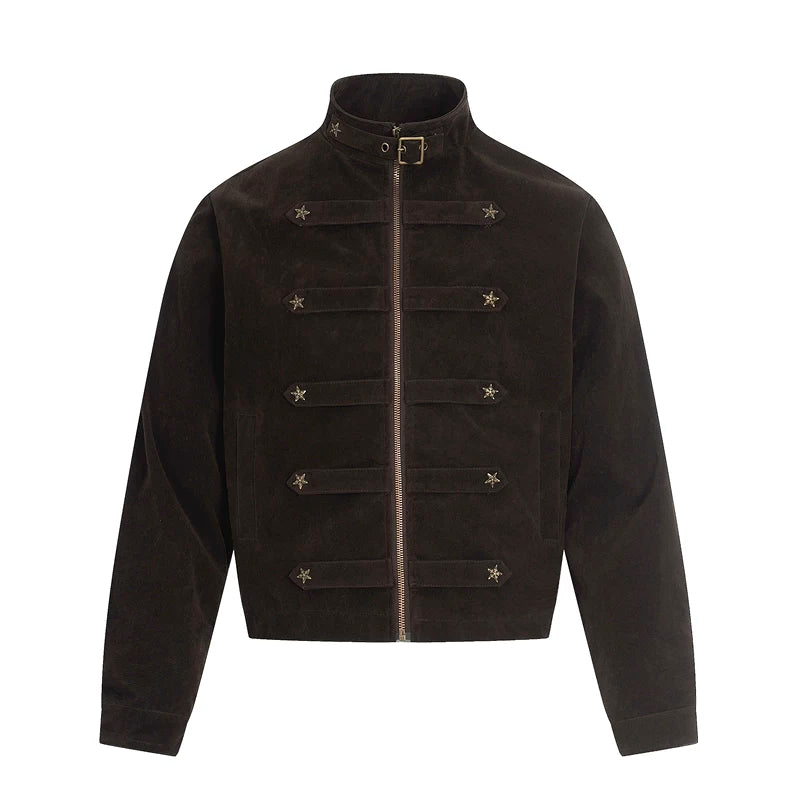 6201272574462,6201272574463,6201272574464, Stand Collar Metal Zip Workwear Jacket