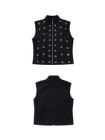 Stand Collar Metallic Eyelet Slim Vest 5