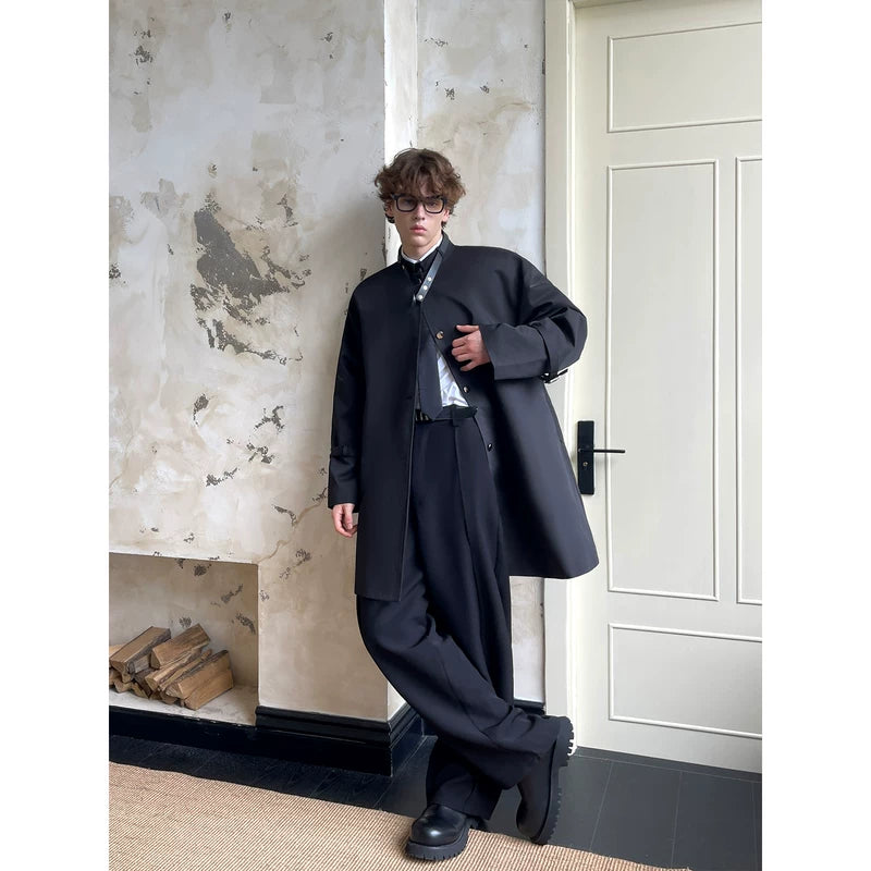 Stand Collar Mid-Length Belted Trench Coat 5