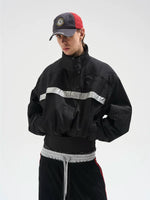 Stand Collar Oversized Reflective Strip Jacket 1