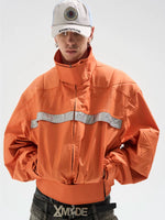 Stand Collar Oversized Reflective Strip Jacket 2