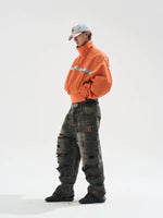 Stand Collar Oversized Reflective Strip Jacket 3