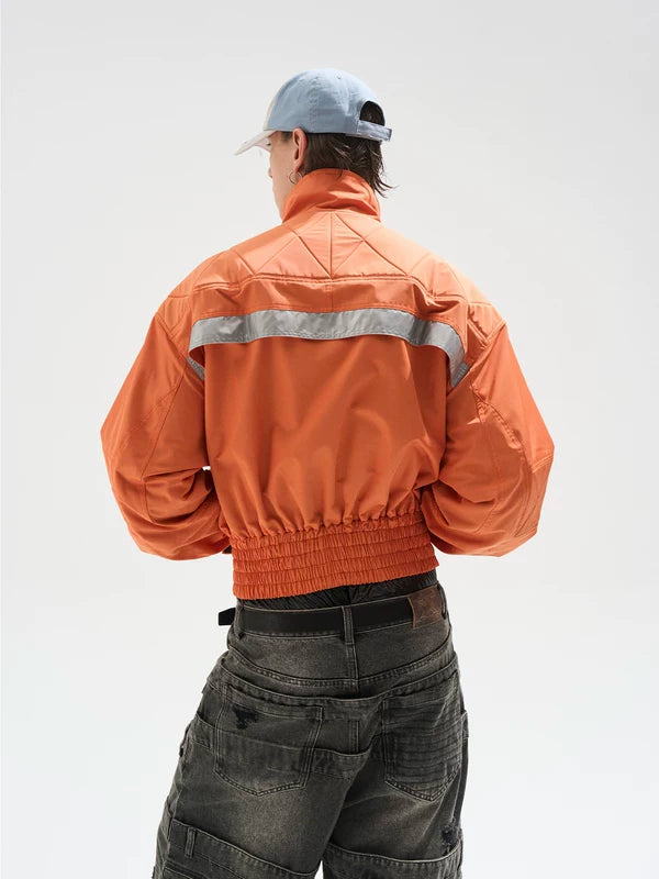 Stand Collar Oversized Reflective Strip Jacket 4
