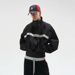 6084906854835,6084906854836,6084906854837,6084906854838, Stand Collar Oversized Reflective Strip Jacket
