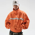6084906854839,6084906854840,6084906854841,6084906854842, Stand Collar Oversized Reflective Strip Jacket