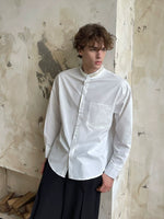Stand Collar Pearl Trim Casual Shirt 3