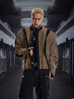 Stand Collar Quilted Patchwork Jacket 2