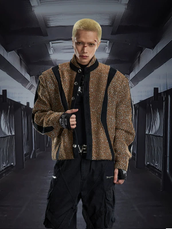 Stand Collar Quilted Patchwork Jacket 2