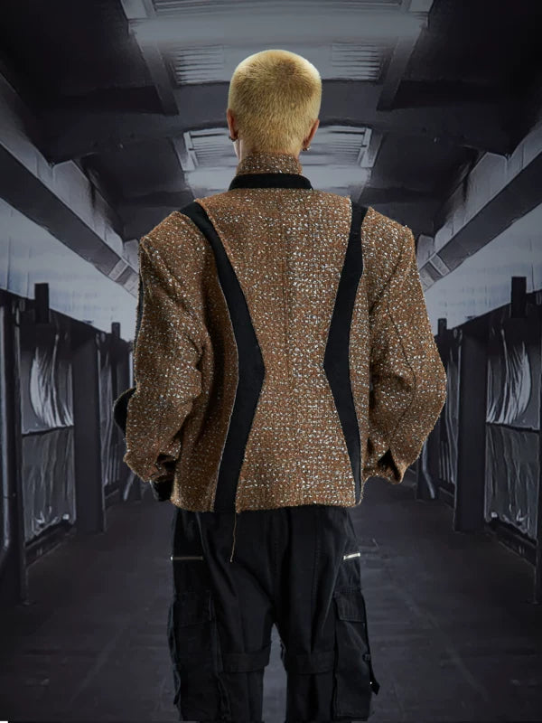 Stand Collar Quilted Patchwork Jacket 3
