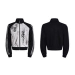 6209094771646,6209094771647,6209094771648,6209094771649, Stand Collar Slim Fit Graphic Jacket