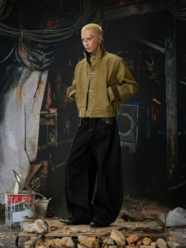 Stand Collar Toggle Buckle Zipper Jacket 4
